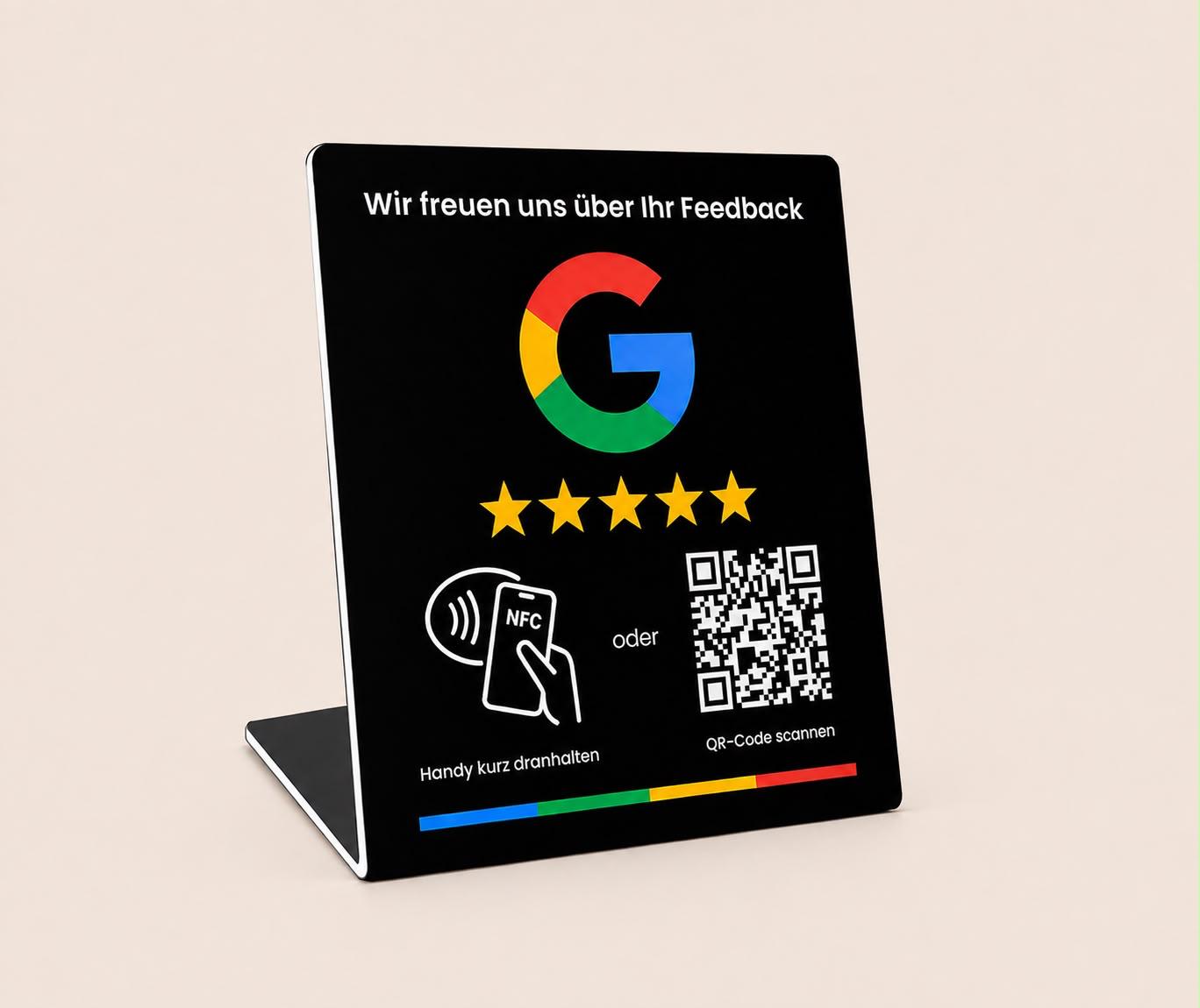 NFC-Aufsteller von Hanse Revio mit Google-Bewertungsfunktion
